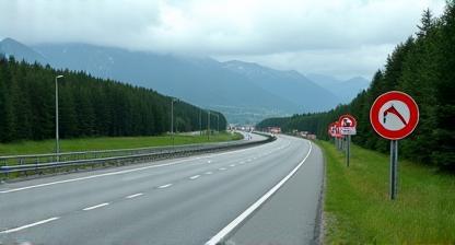 Österreichische Autobahn bei Tageslicht